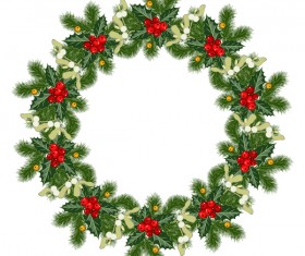 Christmas decor wreath illustration vector 01