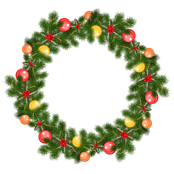 Christmas decor wreath illustration vector 02