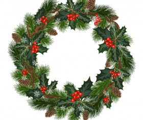Christmas decor wreath illustration vector 03