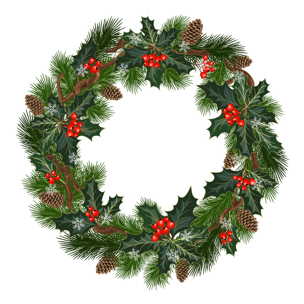 Christmas decor wreath illustration vector 03