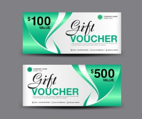 Christmas gift voucher card green vector material 01