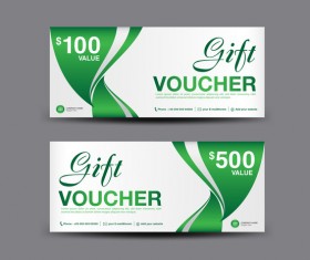Christmas gift voucher card green vector material 03