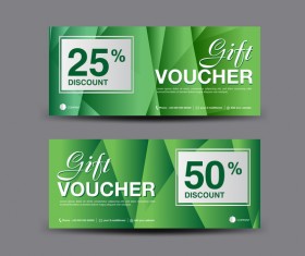 Christmas gift voucher card green vector material 04
