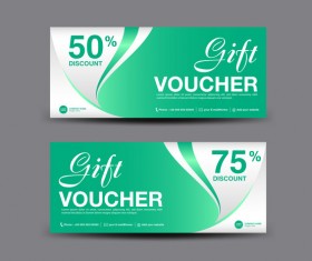 Christmas gift voucher card green vector material 05