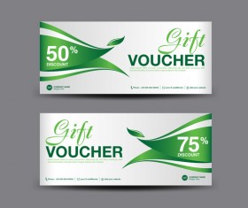 Christmas gift voucher card green vector material 06