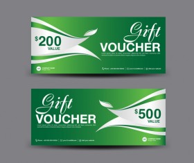 Christmas gift voucher card green vector material 07