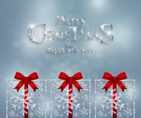 Christmas jewelry decor with new year decoration and red bows vector 01