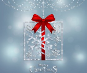 Christmas jewelry decor with new year decoration and red bows vector 02