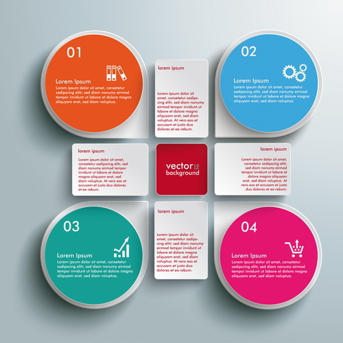 Circles option infographic template vector set 03
