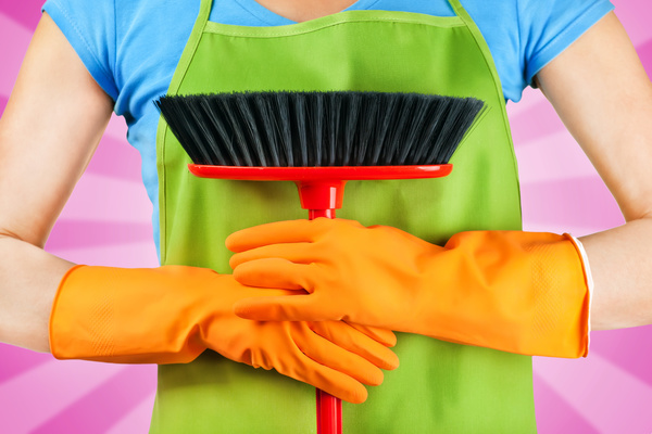 Cleaner woman ready Stock Photo