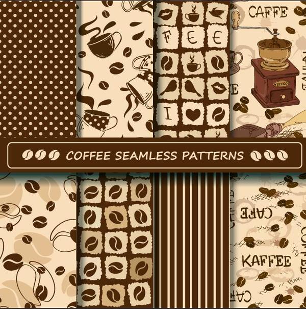 Coffee vector pattern set 02
