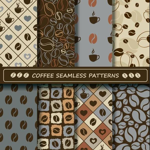 Coffee vector pattern set 04