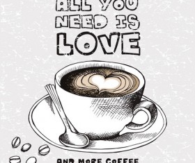 Coffee with Love black and white vector