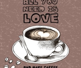Coffee with Love retro vector