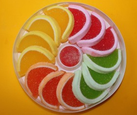 Color fruit sugar wobble plate Stock Photo