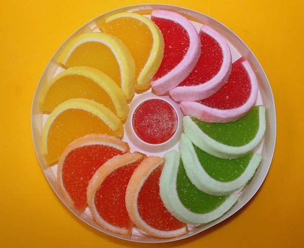 Color fruit sugar wobble plate Stock Photo