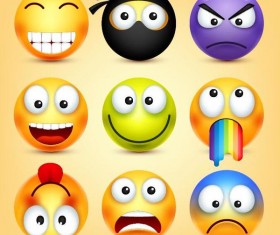 Colored funny expression icons set