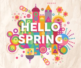 Colorful geometric elements with paper background vector 04