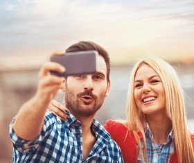 Couple in Love Selfie Stock Photo