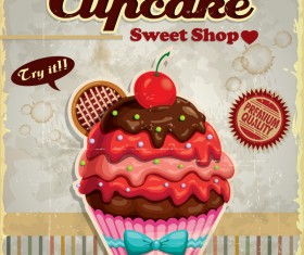 Cupcake sweet shop poster vector