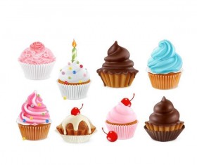 Cupcake vector illustration set 01