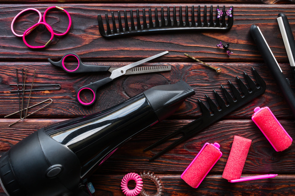 Curly hair perm hair tools Stock Photo 03