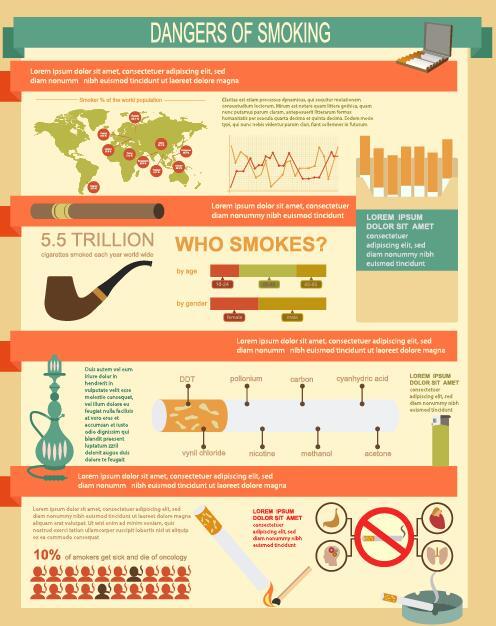 Dangers of smoking infographic vector 03