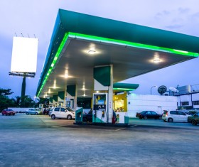Dawn gas station Stock Photo