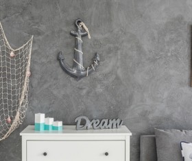 Decorate crew home with fishing nets Stock Photo
