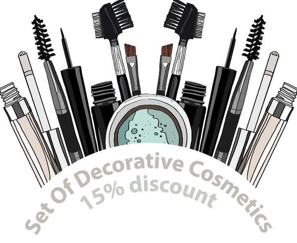 Decorative cosmetics discount poster design vector 03