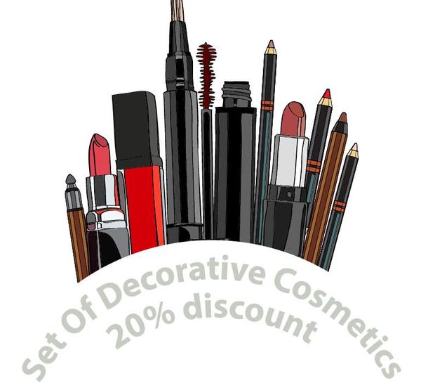 Decorative cosmetics discount poster design vector 04