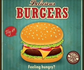 Delicious burgers poster template vector