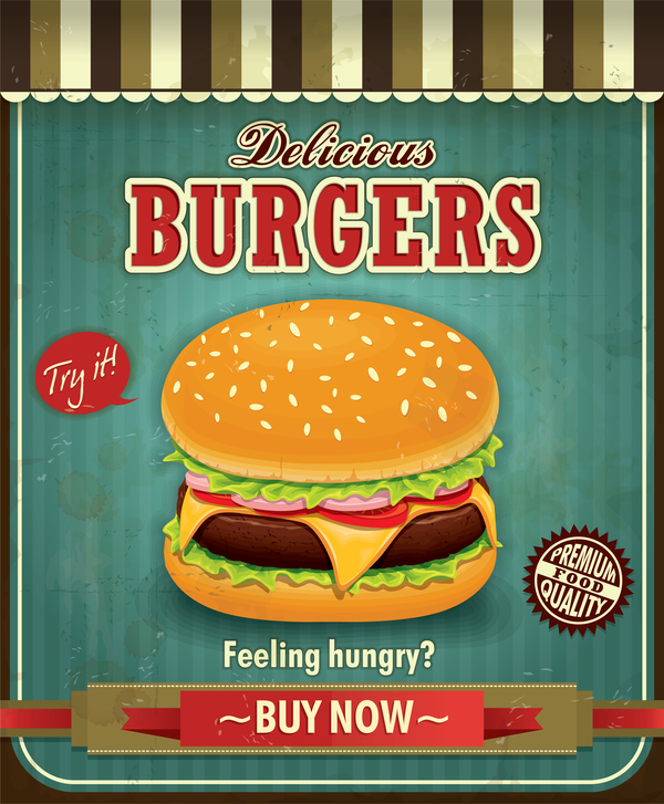Delicious burgers poster template vector