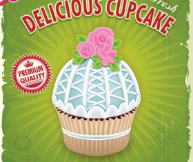 Delicious cupcake poster retro vector