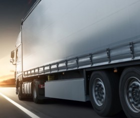 Delivery Trucks on the highway morning Stock Photo 03
