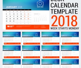 Desk Calendar 2018 green template vector material 04 free download