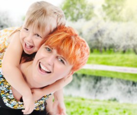 Dorsifixed daughters mother Stock Photo