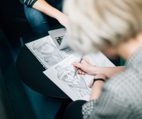 Draw cartoon woman Stock Photo