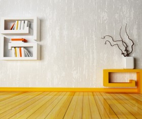 Dry branches decoration and wall shelves Stock Photo