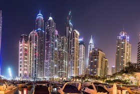 Dubai modern city night scene Stock Photo 03