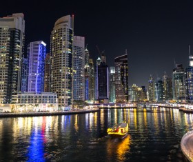 Dubai modern city night scene Stock Photo 06