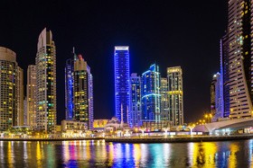 Dubai modern city night scene Stock Photo 08