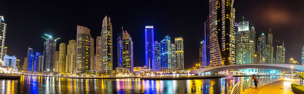 Dubai modern city night scene Stock Photo 08