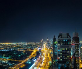 Dubai modern city night scene Stock Photo 10
