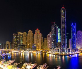 Dubai modern city night scene Stock Photo 12