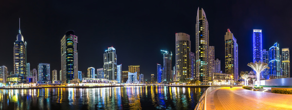 Dubai modern city night scene Stock Photo 13