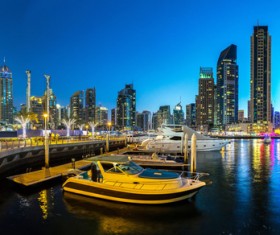 Dubai modern city night scene Stock Photo 14
