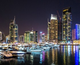 Dubai modern city night scene Stock Photo 15