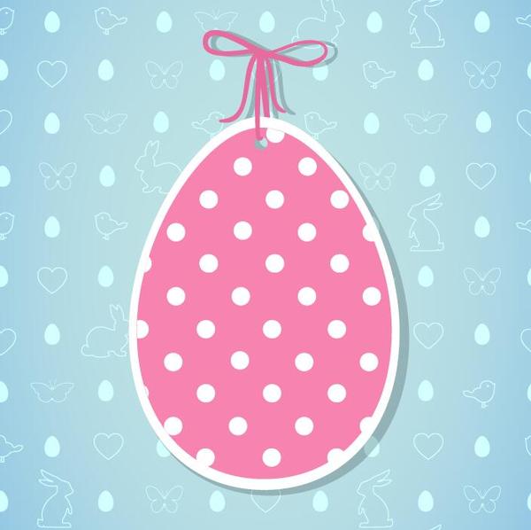 Easter egg tag with easter seamless pattern vector 02