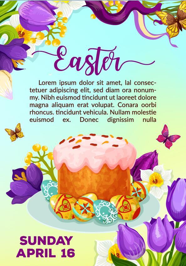 Easter poster template design vector 04